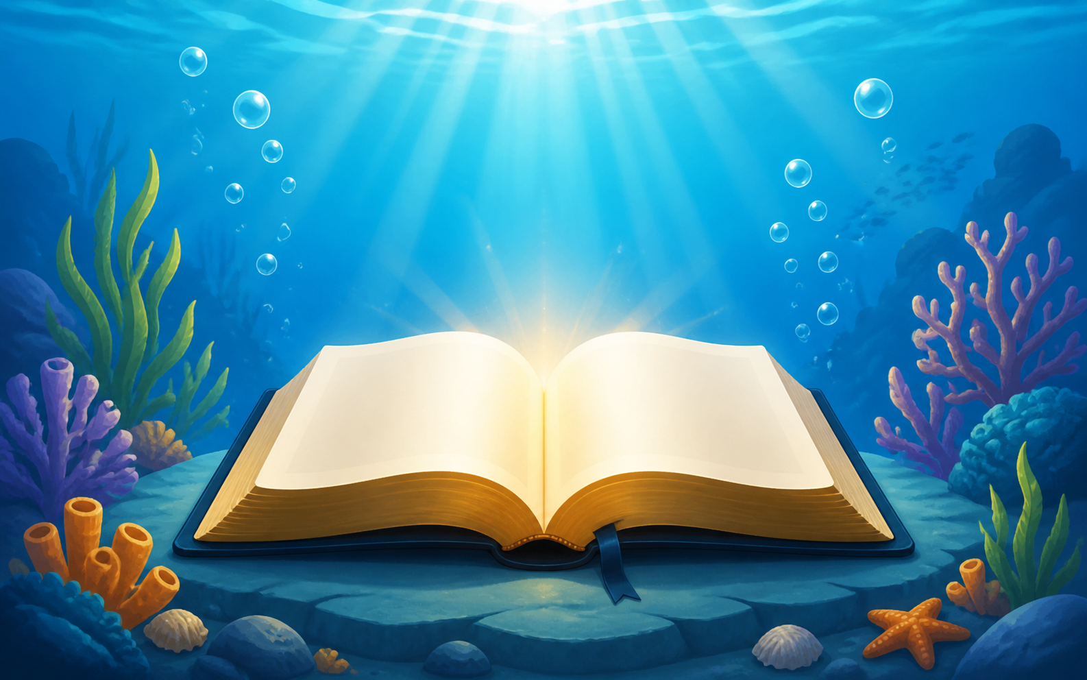 Open Bible in an underwater setting