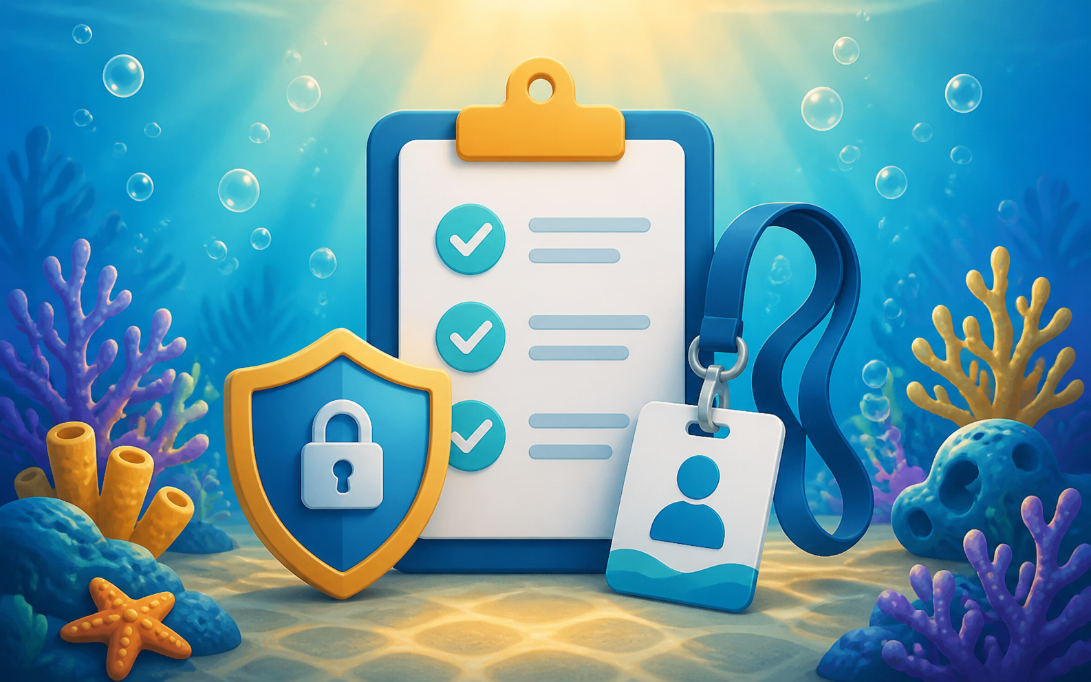 Secure check-in symbols in an underwater setting